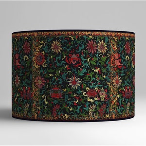 Opulent and colorful luminaire inspired by the baroque era, with a bright golden interior.