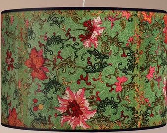 Lampshade floor lamp, Lampshade retro floor lamp, Lampshade vintage floor lamp, Lampshade artisanal floor lamp, Lampshade flowers vintage