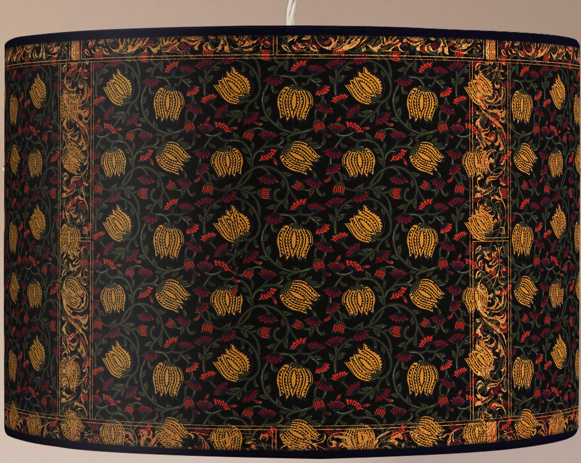 Lampshade floor lamp, Lampshade retro floor lamp, Lampshade vintage floor lamp, Lampshade artisanal floor lamp, Lampshade flowers vintage