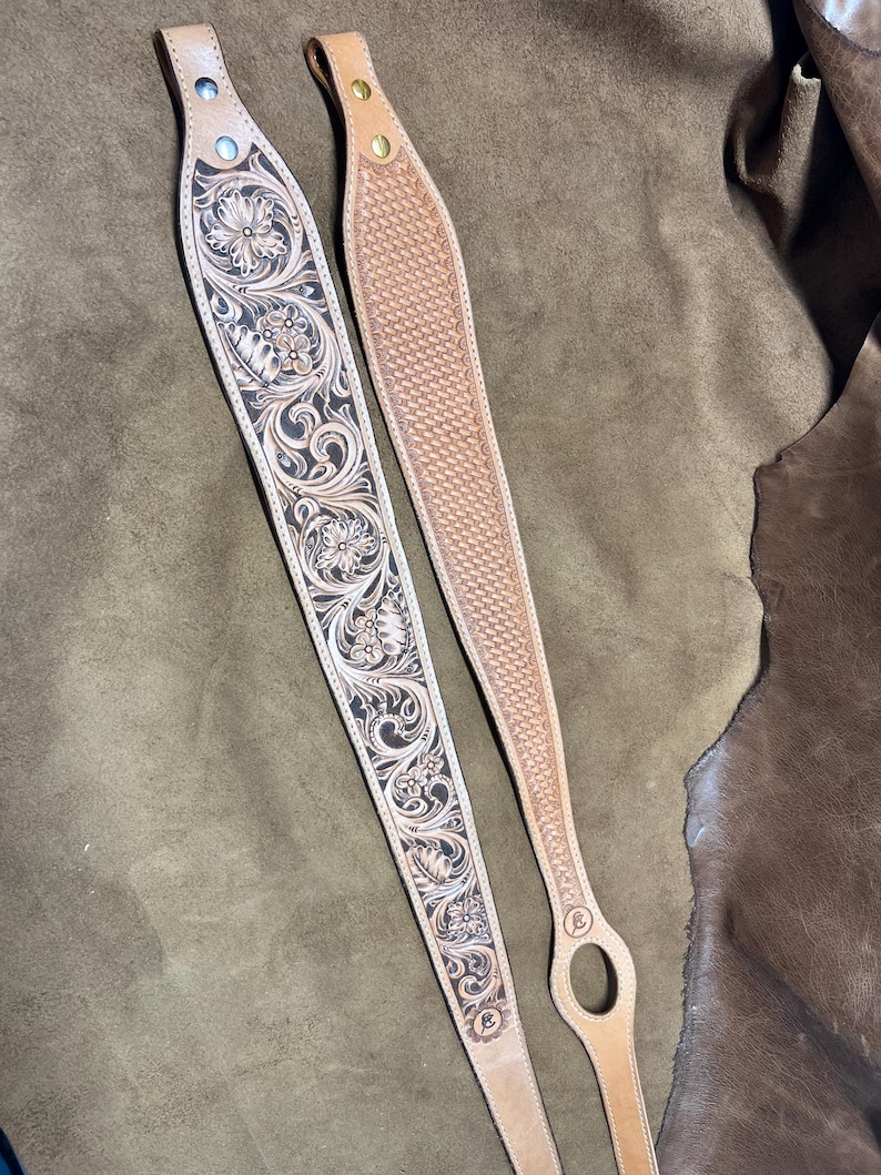 Hand Tooled Leather Rifle Sling - Etsy