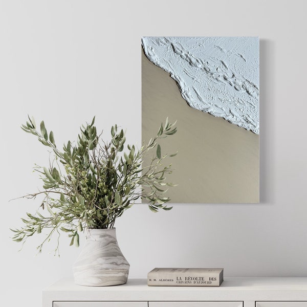 Textured Wall Art Handcrafted Beach Painting Living room Minimalistic Wall Art Ocean Painting Gift for Her Home Decor Holiday Gift