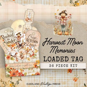 Halloween Loaded Tags, Fall Loaded Pocket Tag Kit, Pumpkin Ephemera,Fall Ephemera,Halloween Ephemera,Junk Journal Digital Halloween Ephemera