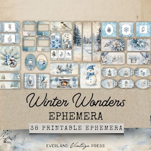 Diário de lixo de Winter Woodland Ephemera, Diário de lixo de Winter Botanicals, Kit de diário de lixo de Winter Junk, Kit de diário de lixo de Winter Wonderland Ephemera