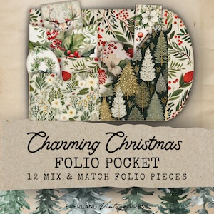 Kits de carnet de voyage Folio de Noël, 12 documents éphémères de poche imprimables, extras du kit folio de Noël, cartes de Noël éphémères, Noël scandinave