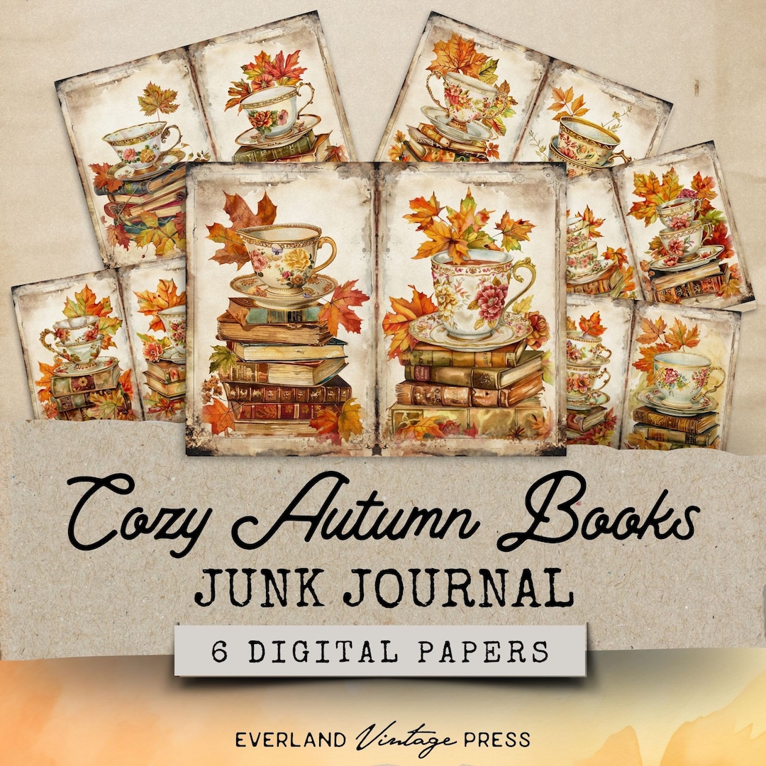 Junkjournal*『』 Fall Reading Nook Junk Journal Printable, Cozy Autumn Junk