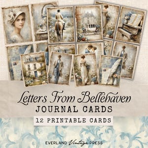 Jane Austen Junk Journal Cards, Pride and Prejudice Ephemera, Bellehaven Regency Junk Journal Card Set, Shabby Chic Happy Mail Folio Kit