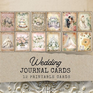 Skurrile Hochzeit Junk Journal Karten, Hochzeit Junk Journal Kit, 12 druckbare Vintage Ephemera Junk Journal Karten, druckbare Ephemera
