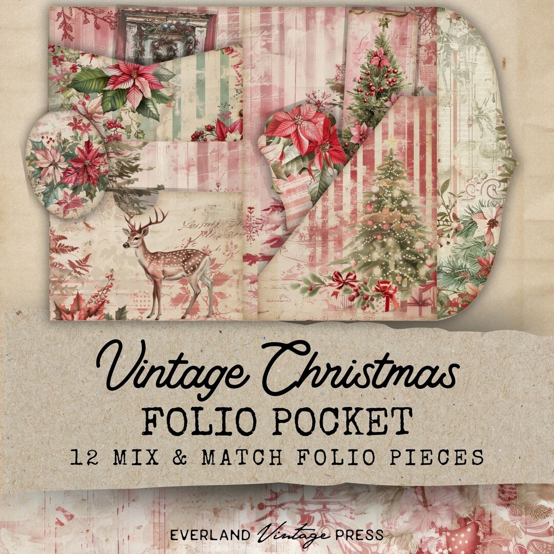 Christmas Folio Junk Journal Kits, Christmas Folio Kit, 12 Printable ...
