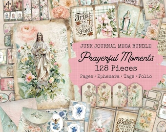 Prayer Junk Journal Bundle, Christian Junk Journal Bible Tags, Scripture Writing Junk Journals, Faith Junk Journal Ephemera