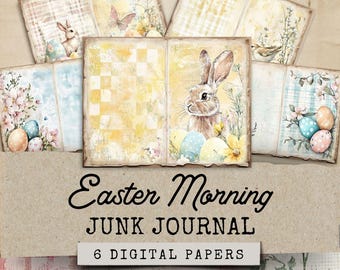Pastel Easter Digital Papers, 6 Printable Easter Junk Journal Papers, Whimsical Spring Junk Journal Printables, Easter Ephemera