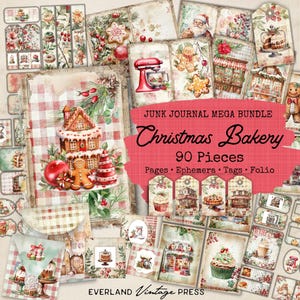 Christmas Bakery Junk Journal V1, Rustic Christmas Junk Journal Kit, 6 Gingerbread House Junk Journal Pages, Traditional Christmas Ephemera