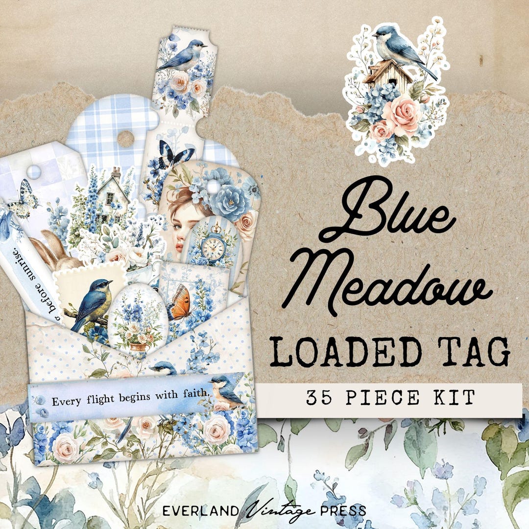 Birds Junk Journal Folio Loaded Tag, Bird Ephemera Kit, Loaded Tag ...