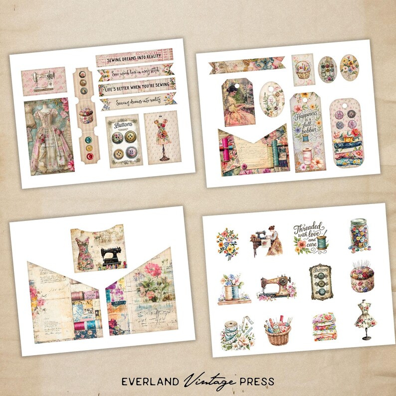 Printable Junk Journal Buttons Loaded Pocket Tag Kit, Spring Loaded ...