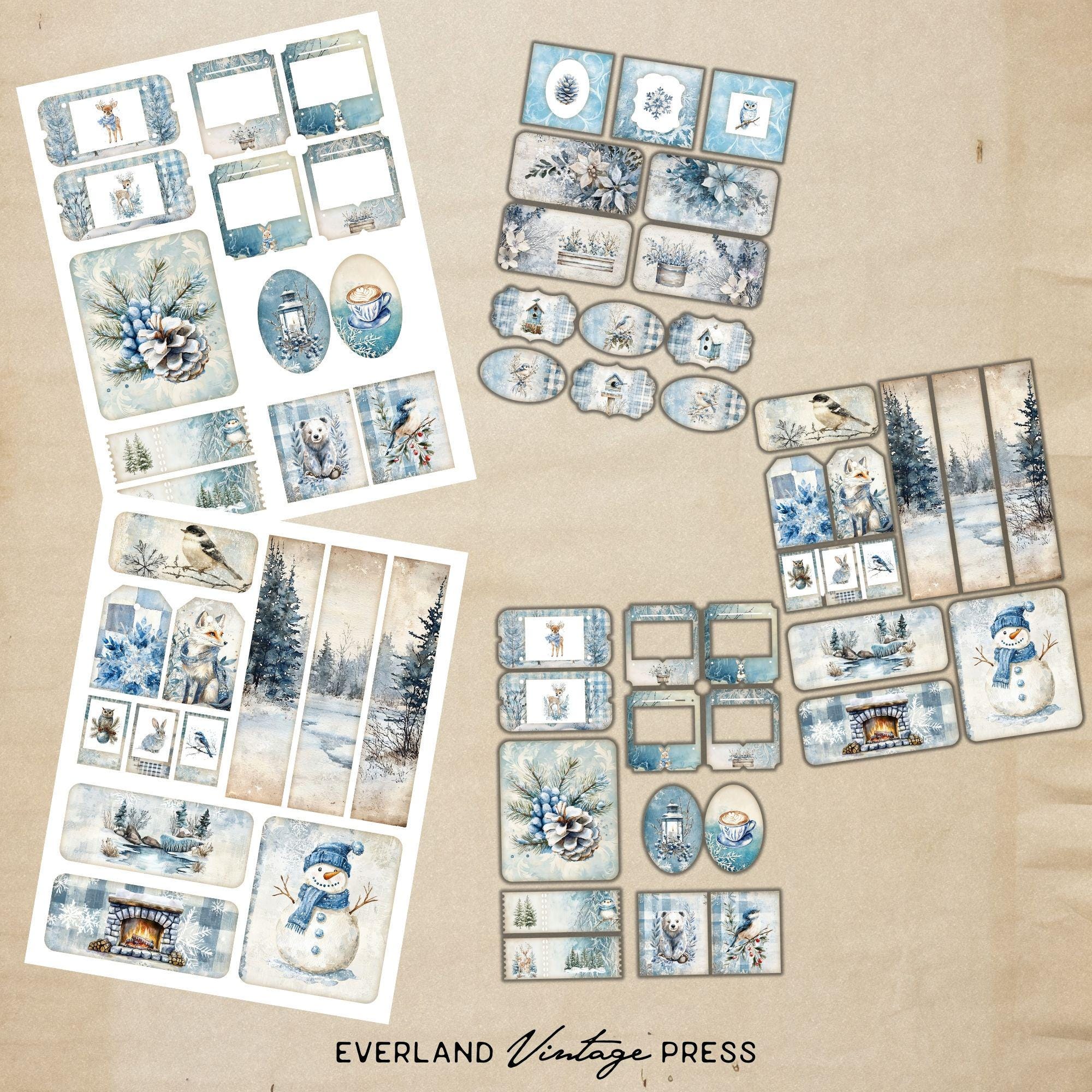 Winter Woodland Junk Journal Ephemera, Winter Botanicals Junk Journal ...