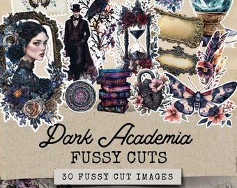 Dark Academia Fussy Cuts, Edgar Allen Poe Junk Journal Fussy Cuts, Dark Academia Clipart, Dark Academia Bookish Clipart, Digital Collage