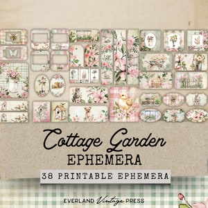 Journal éphémères éphémères du jardin indésirable, journal anglais indésirable du jardin, 6 pages de journal numérique, 38 journal imprimable éphémère du jardinage cottage