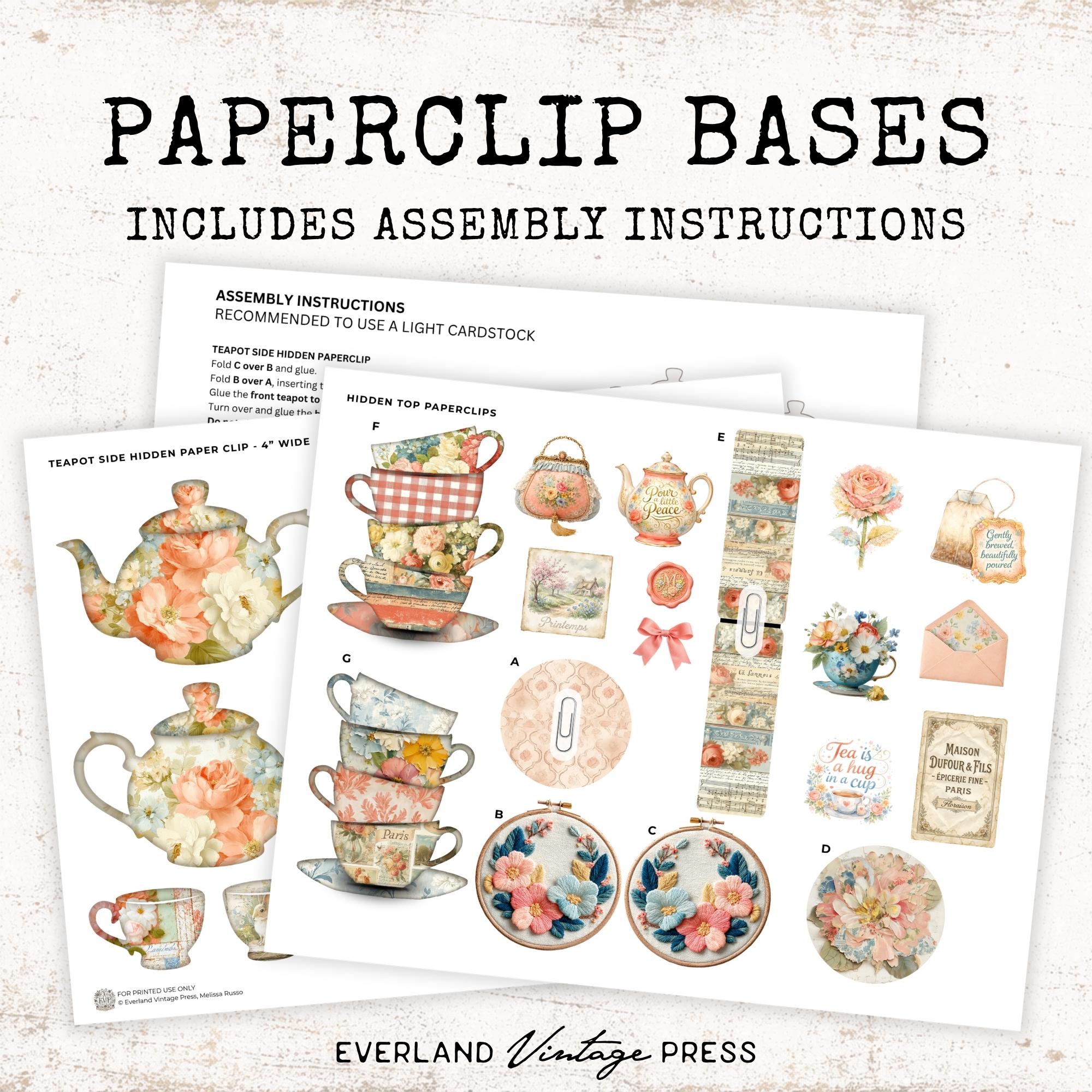 Shabby Chic Tea Hidden Paperclip, Junk Journal Digital Products Vintage ...