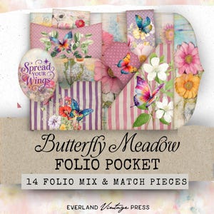 Butterfly Junk Journal Folio, Meadow Garden Folio Kit, Junk Journal Folio Gratitude, Butterfly Ephemera, Butterfly Journal And Folio