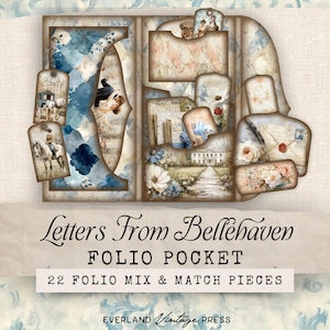 Jane Austen Junk Journal Kit Folio, Pride and Prejudice, Bellehaven Regency Junk Journal Pocket Folio Kit, Shabby Chic Happy Mail Folio Kit