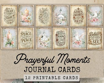 Prayer Junk Journal Cards Tags, Shabby Chic bijbelvers kaarten, schrifttags voor junk tijdschriften, Faith Junk Journal ephemera, digitale collage