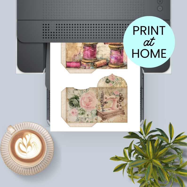 Sewing Theme Printable Junk Journal Tags &amp; Mini Envelopes, Sewing Junk ...
