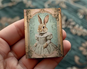 Easter Printable Dollhouse Mini Book, Vintage Easter Junk Journal Folio Ephemera, Country Farmhouse Easter Junk Journal Miniature Book