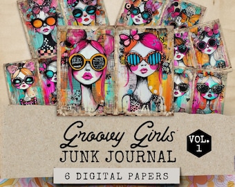 Whimsical Girls Junk Journal Pages, Whimsical Ephemera, Whimsical Junk Journal Papers, Groovy Girls Junk Journal, Whimsical Junk Journal Kit
