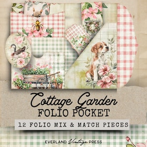 Secret Garden Junk Journal Folio Pocket, Engelse tuin Junk Journal Folio Kit, 12 afdrukbare Cottage Garden Junk Journal Folio, kortstondige