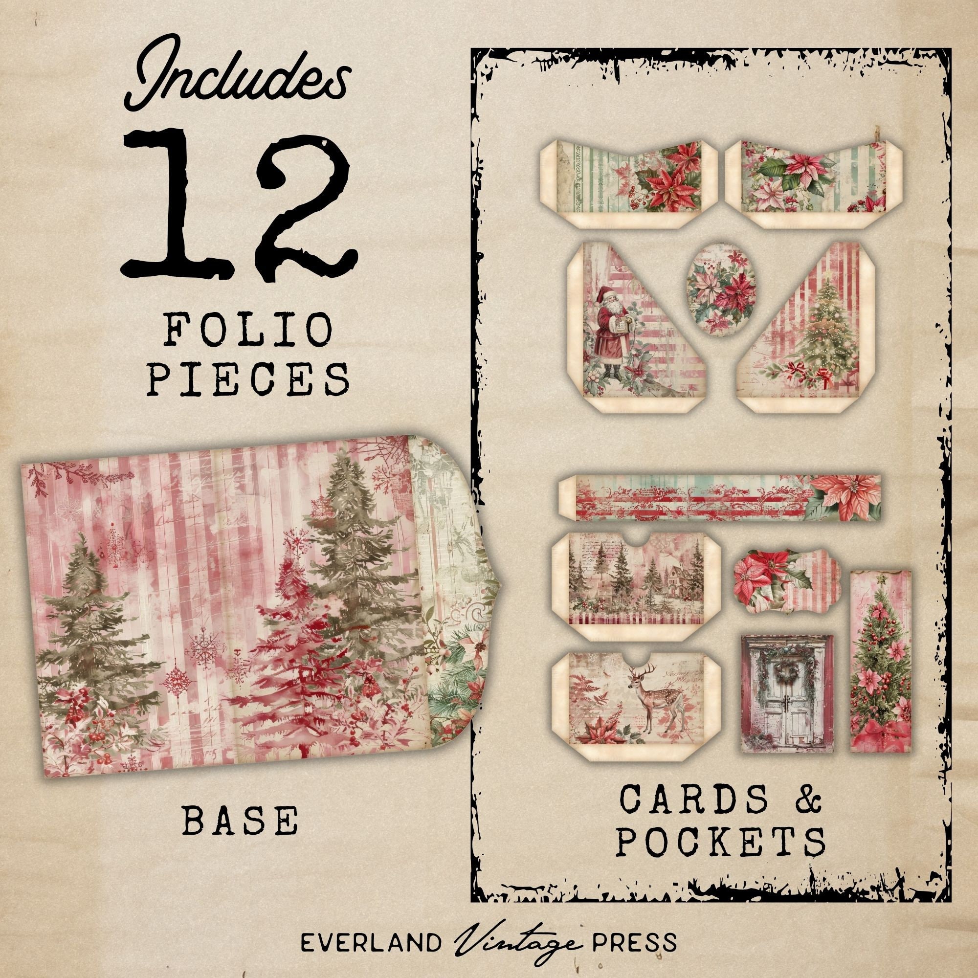 Christmas Folio Junk Journal Kits, Christmas Folio Kit, 12 Printable ...