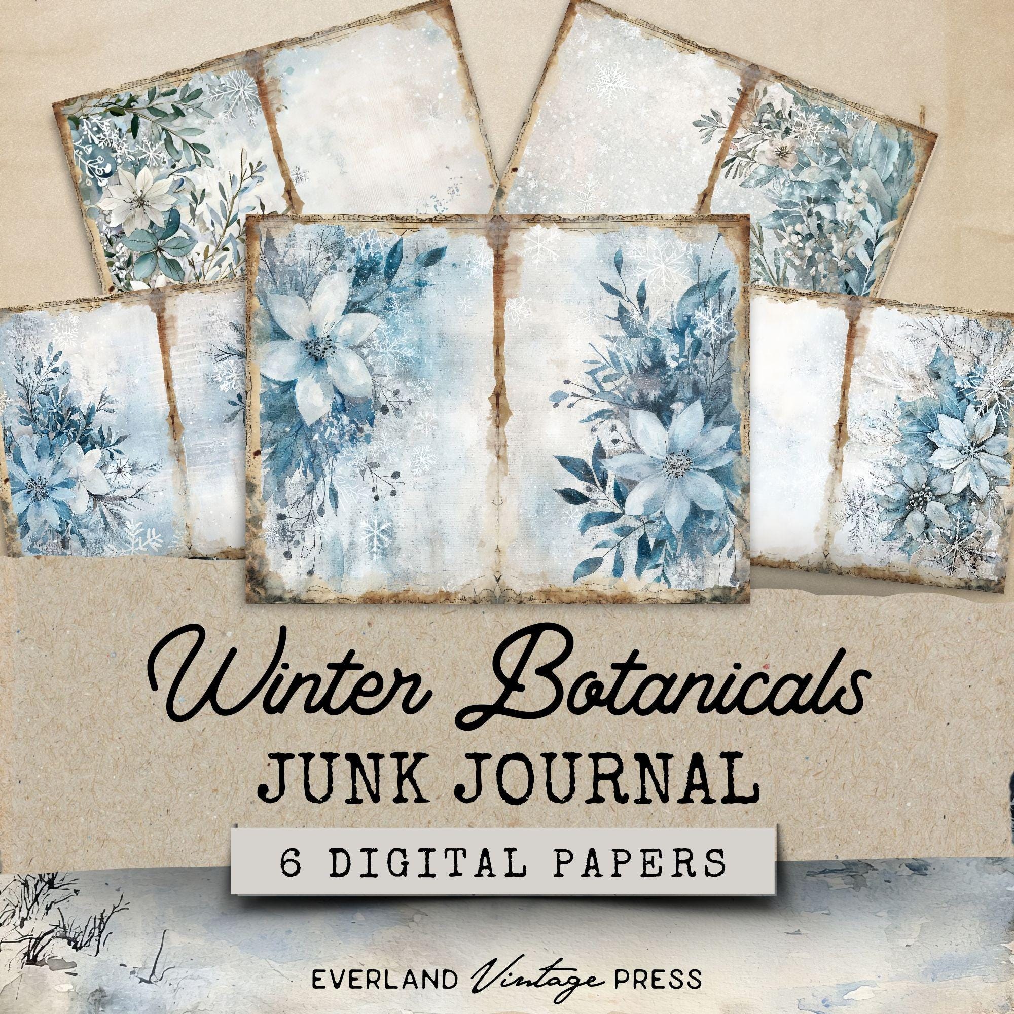 Winter Woodland Junk Journal, Winter Botanicals Junk Journal, 90 Piece ...