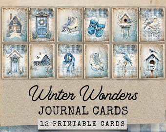 Winter Junk Journal efemere kaarten, Winter Wonderland Junk Journal, Winter Botanicals Junk Journal Kit, Woodland Winter Junk Journal kortstondige