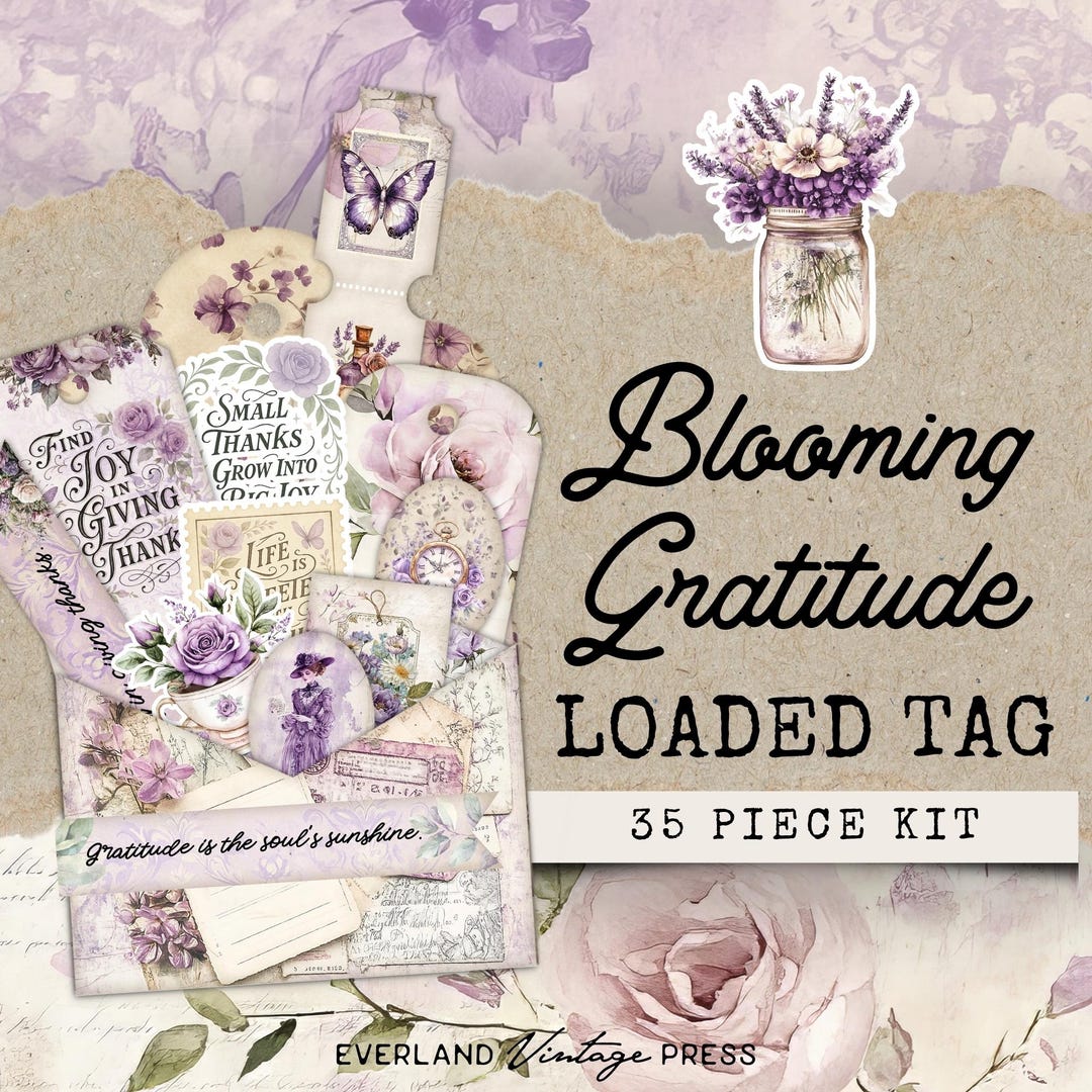 Loaded Pocket Tag Kit, Junk Journal Folio Gratitude, Spring Loaded Tags ...
