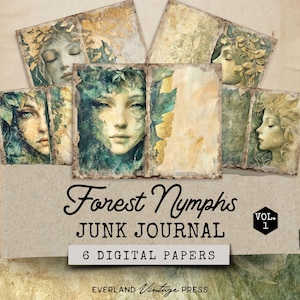 Forest Nymph Junk Journal Pages, Elven Forest Junk Journal, Mystical Fairy Junk Journal Kit Elven, Enchanted Woodland Junk Journal Pages