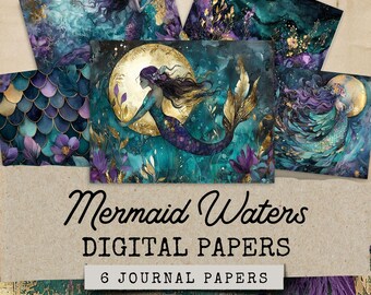 Dunkle Meerjungfrau Junk Journal, Meerjungfrau Junk Journal Kit, Printable Junk Journal Kit, Meerjungfrau Ephemera, Meer Junk Journal, Strand Papier