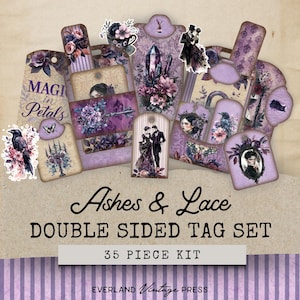 Gothic Loaded Tag Kit, Junk Journal Pages Gothic Romance, Printable Junk Journal Vampire Papers, Digital Halloween Ephemera, Dark Romance