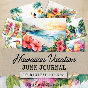 Junk Journal Kit Hawaii Papers, Hawaii Junk Journal, 10 Junk Journal Kit Travelers Notebook Pages, Beach Theme Junk Journal Kit Paper