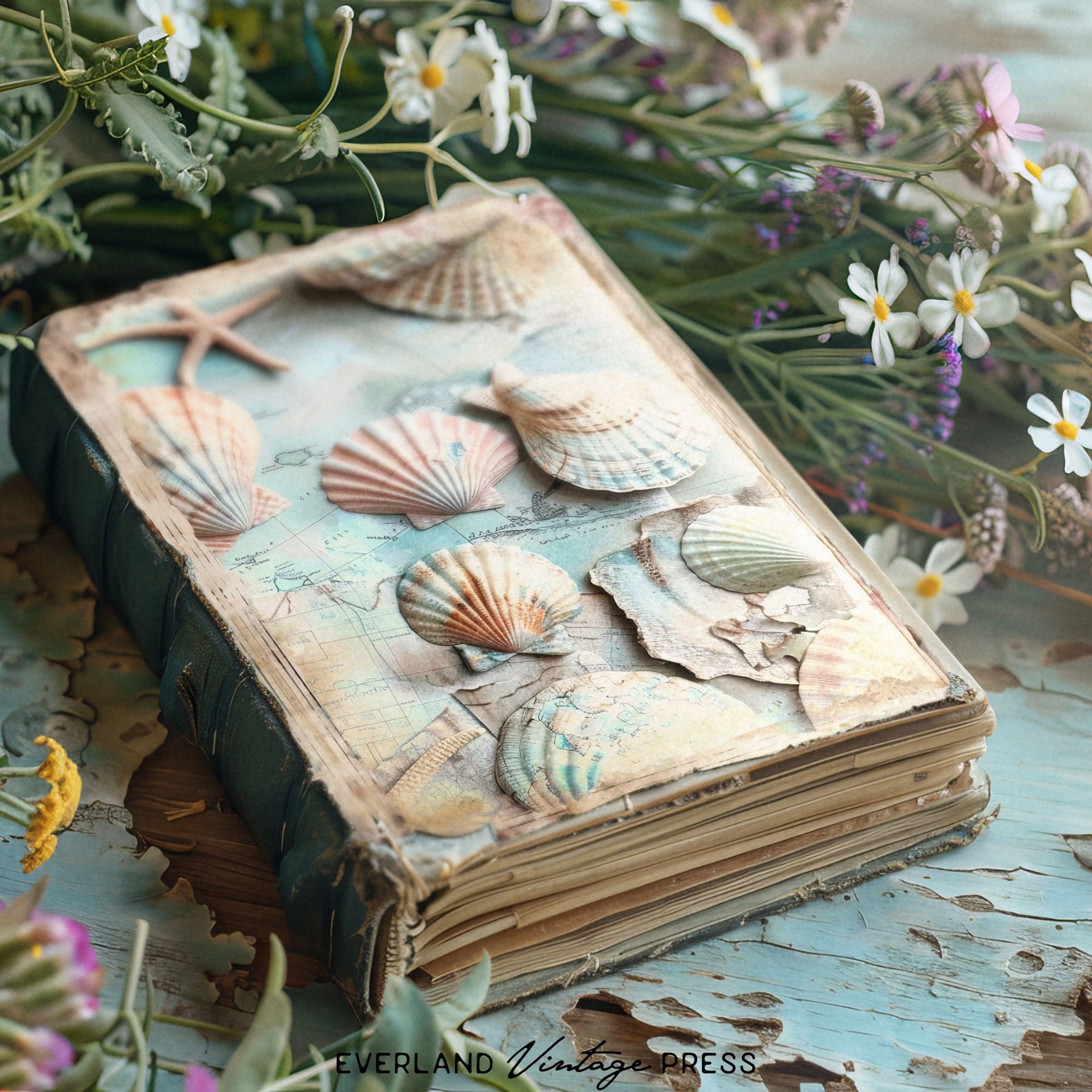 Junk Shells Coastal Junk Journal Kit, Beach Theme Junk Journal Pages, Ocean Theme ...