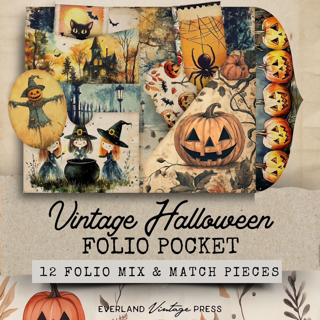 Halloween Junk Journal Folio, Fall Junk Journal Folio Kits Extras, 12 ...