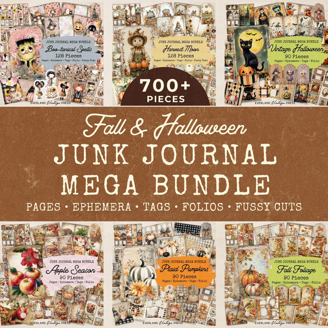 Junk Journal Kit Subscription, Mega Bundle Halloween Junk Journal Kit ...