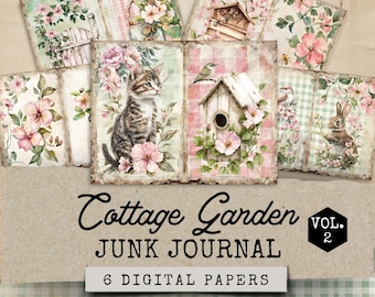 Diario de basura Secret Garden V2, kit de diario de basura de jardín inglés, 6 páginas de diario digital, diario de basura Shabby Chic, diario de basura de jardín rural