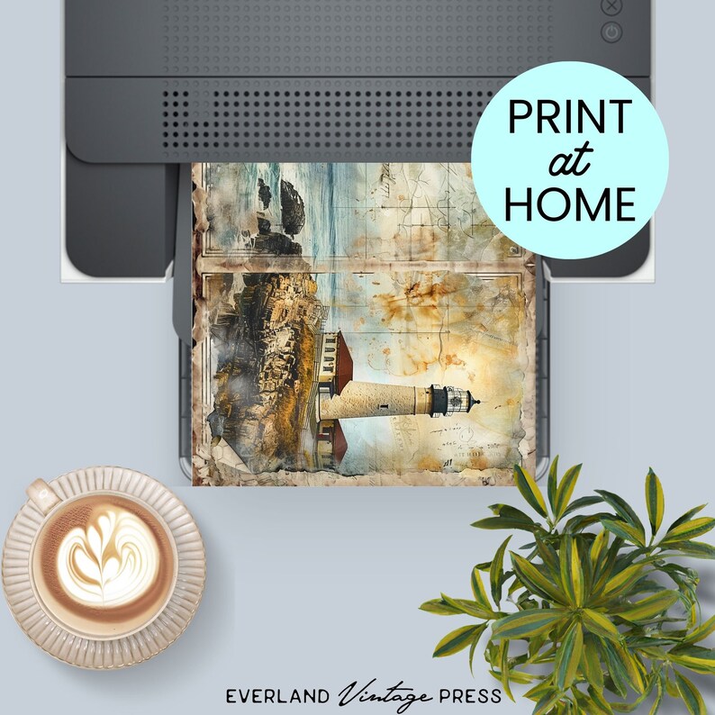 Lighthouse Junk Journal Kit, Beach Theme Junk Journal Pages, Ocean ...