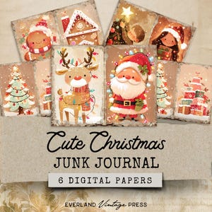 Traditional Christmas Junk Journal Kit, Cute Christmas Junk Journal Kit, 6 Digital Journal Pages,Christmas Ephemera,Gingerbread Junk Journal
