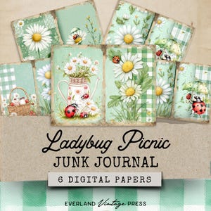 Ladybug Junk Journal Pages, Whimsical Ladybug Junk Journal Kit, Nature Junk Journal, Cute Bugs Junk Journal,Ladybug Ephemera,Digital Collage