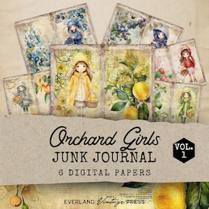 Whimsical Girls Junk Journal Pages, Whimsical Ephemera, Whimsical Junk Journal Japers, Whimsical Digital Papers Girls Digital Papers