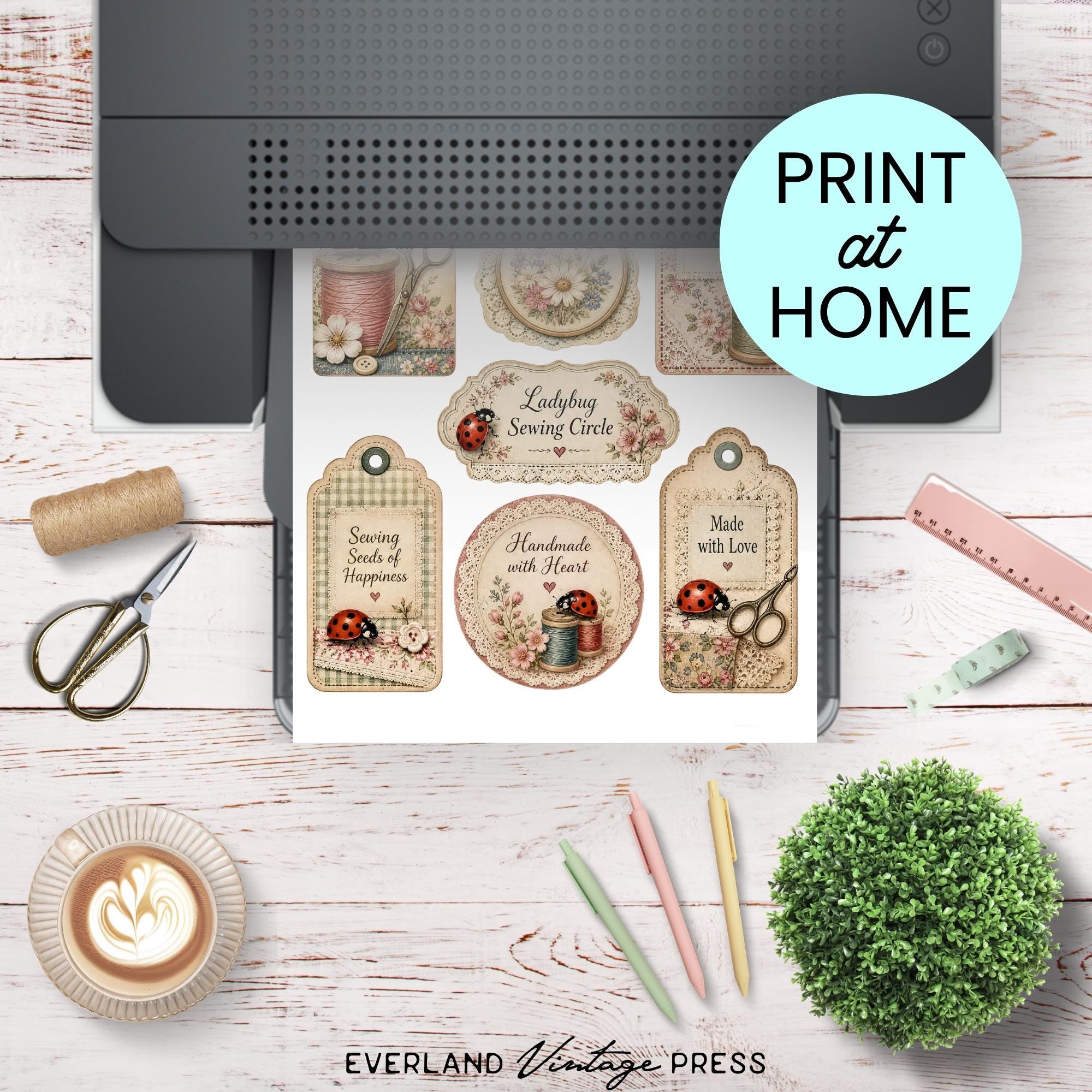 Ladybug Ephemera Kit Printable, 175 Piece Insect Junk Journal Ephemera ...