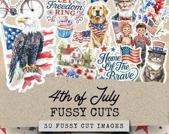 4th of July Junk Journal Kit Fussy Kits, Fourth of July Fussy Cuts Ephemera, Patriotic 4th of July Ephemera, Fourth of July Junk Journal