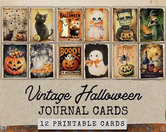 Vintage Halloween Ticket Junk Journal Cards, Cozy Autumn Junk Journal Ephemera, Fall Junk Journal Digital, 12 Halloween Ephemera,Paper Craft