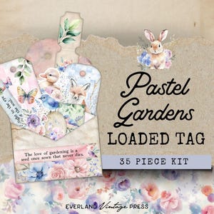 Spring Loaded Tags, Loaded Pocket Tag Kit, Vintage Shabby Chic Spring Junk Journal Ephemera, Secret Garden Junk Journal,Loaded Tag Botanical
