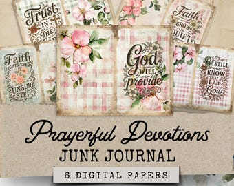 Andachts Junk Journal, Schrift Junk Journal, Christian Junk Journal Bibel Tags, Schrift Ephemera, Glaube Junk Journal Digitale Papiere