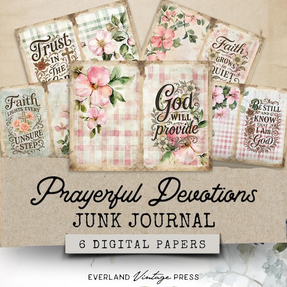 Devotional Junk Journal, Scripture Junk Journal, Christian Junk Journal Bible Tags, Scripture Ephemera, Faith Junk Journal Digital Papers
